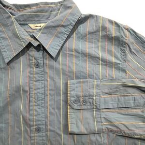 Vintage Talbots Stretch Button Up Shirt Womens 1X Blue Spring Stripe Long Sleeve